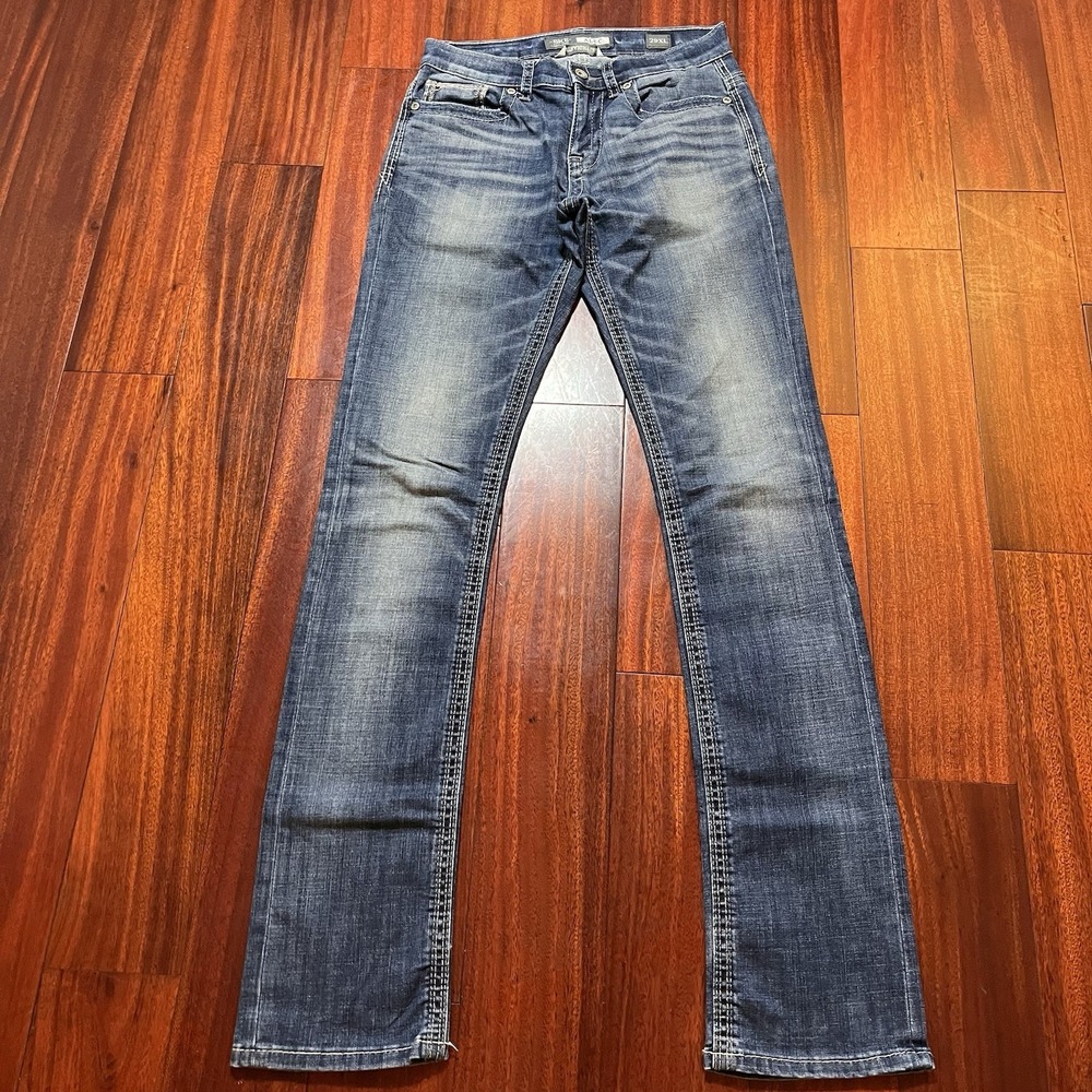 BKE Jeans Mens 29XL (30x36) Alec Straight Leg Blue Dark Wash Fade Whiskering